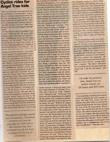 Ride - Dec 1993 - 24 Hour Endurance for Angel Tree - Article 4 Jim Sandifer